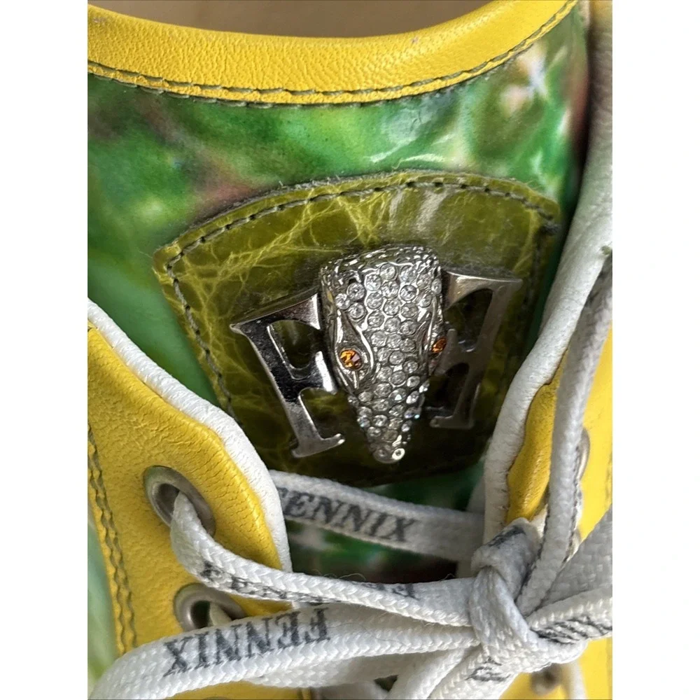 Fennix Green Crocodile Alligator Exotic Leather Italy Size 10 Luxury Designer
